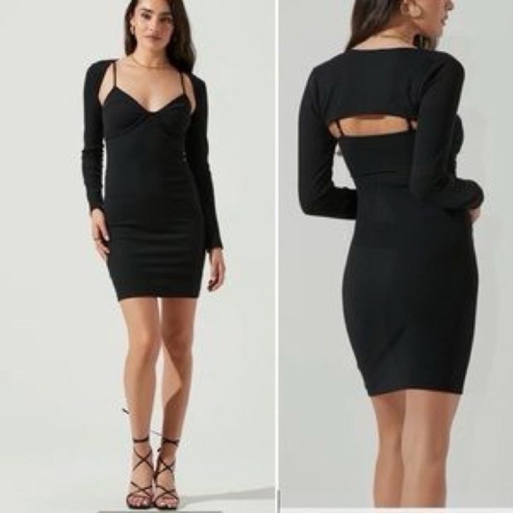 Astr Black Bodycon Ribbed Midi Dress Size Small Women’s